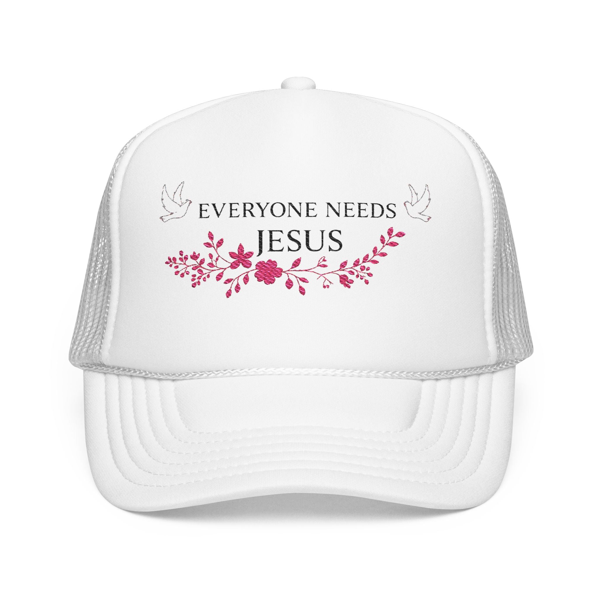 Embroidered Foam Trucker Hat - "Everyone Needs Jesus" - Faith-Based Cap for Summer, Outdoor Events, Everyday Wear, Gift for Believers