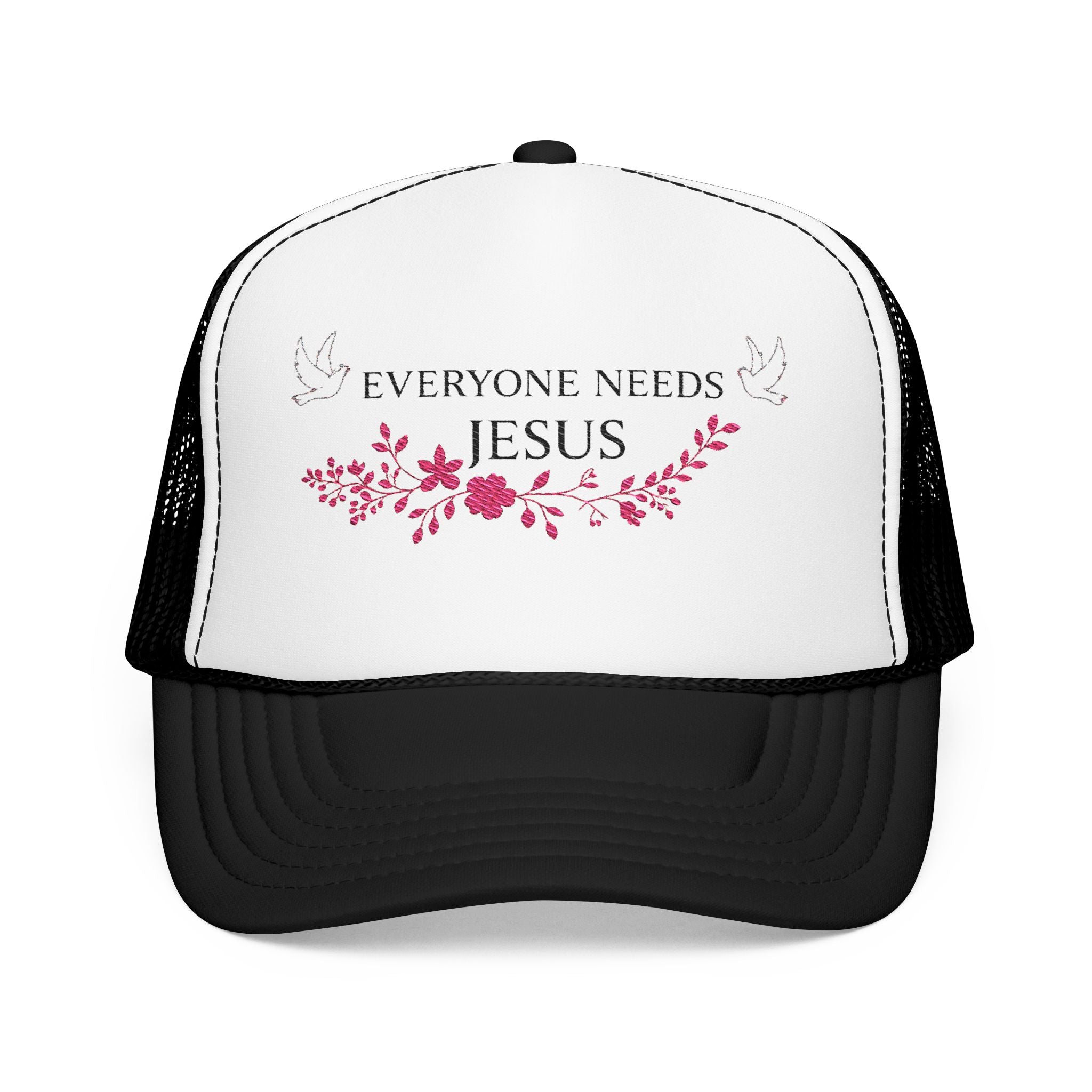 Embroidered Foam Trucker Hat - "Everyone Needs Jesus" - Faith-Based Cap for Summer, Outdoor Events, Everyday Wear, Gift for Believers