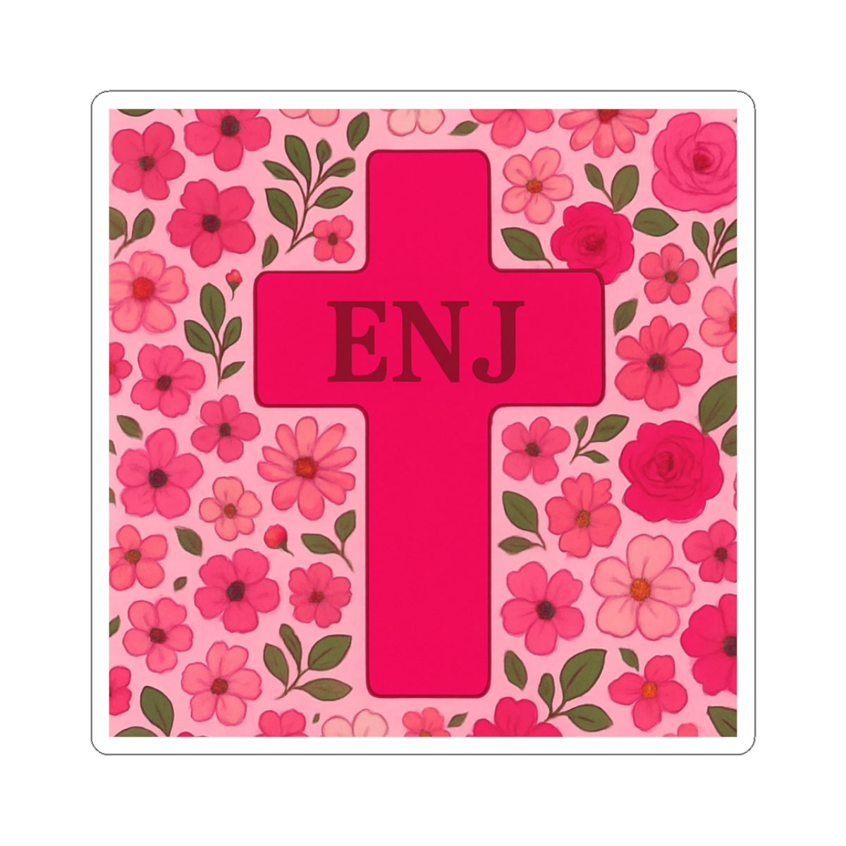 Floral Cross Kiss-Cut Stickers | Inspirational Floral Decals, Laptop Stickers, Faith-Based Decor, Gift for Friends, Journal Accessories