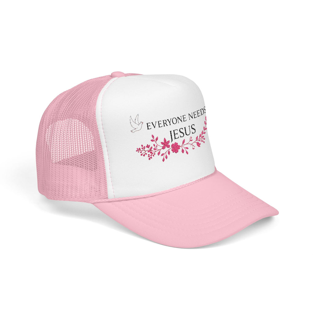 Embroidered Foam Trucker Hat - "Everyone Needs Jesus" - Faith-Based Cap for Summer, Outdoor Events, Everyday Wear, Gift for Believers