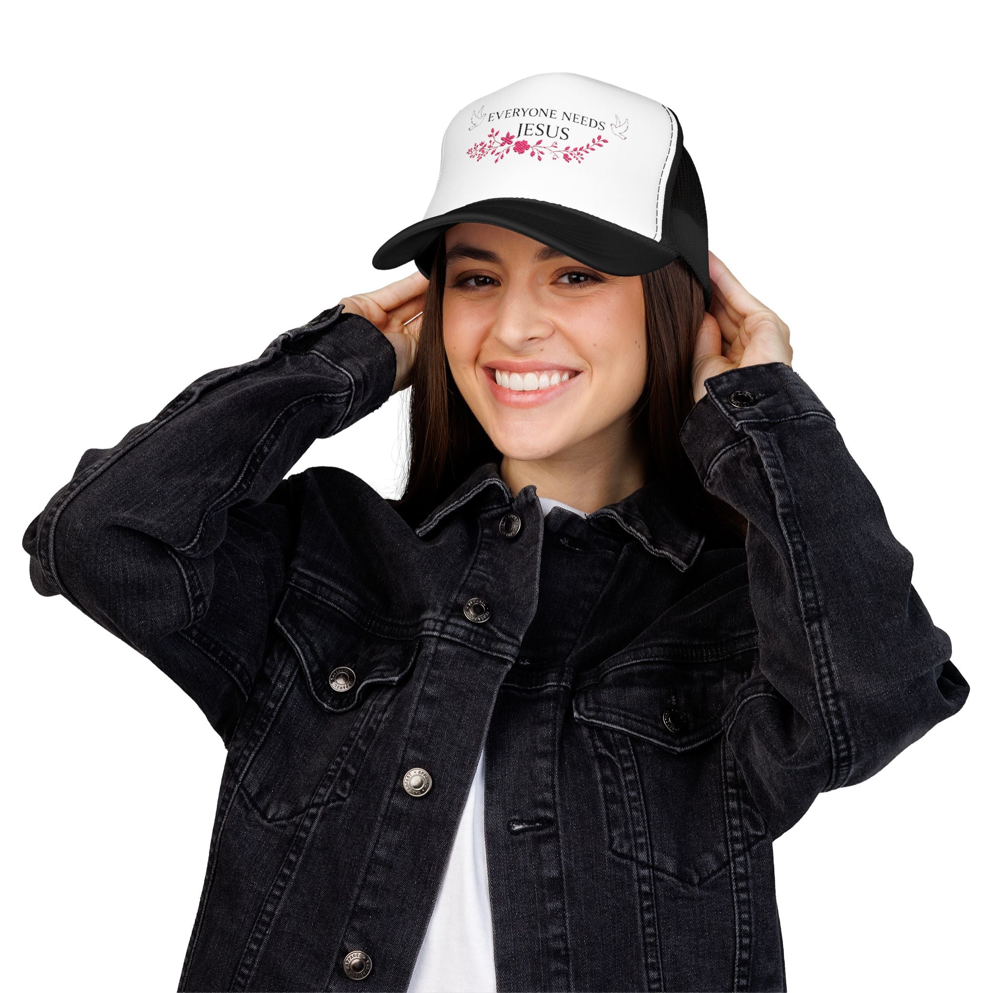 Embroidered Foam Trucker Hat - "Everyone Needs Jesus" - Faith-Based Cap for Summer, Outdoor Events, Everyday Wear, Gift for Believers
