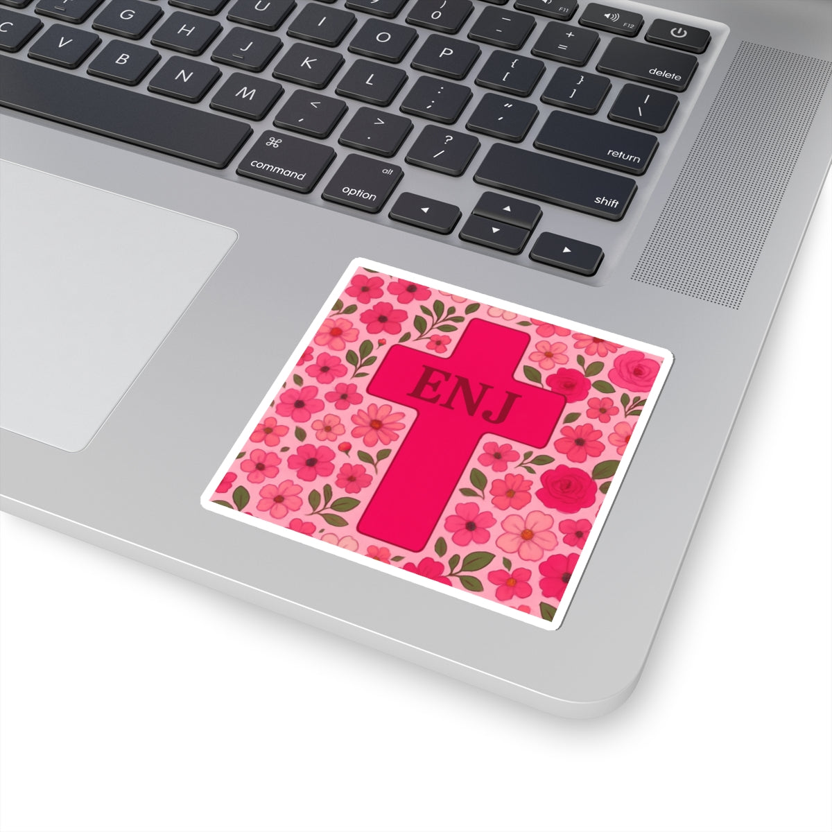 Floral Cross Kiss-Cut Stickers | Inspirational Floral Decals, Laptop Stickers, Faith-Based Decor, Gift for Friends, Journal Accessories