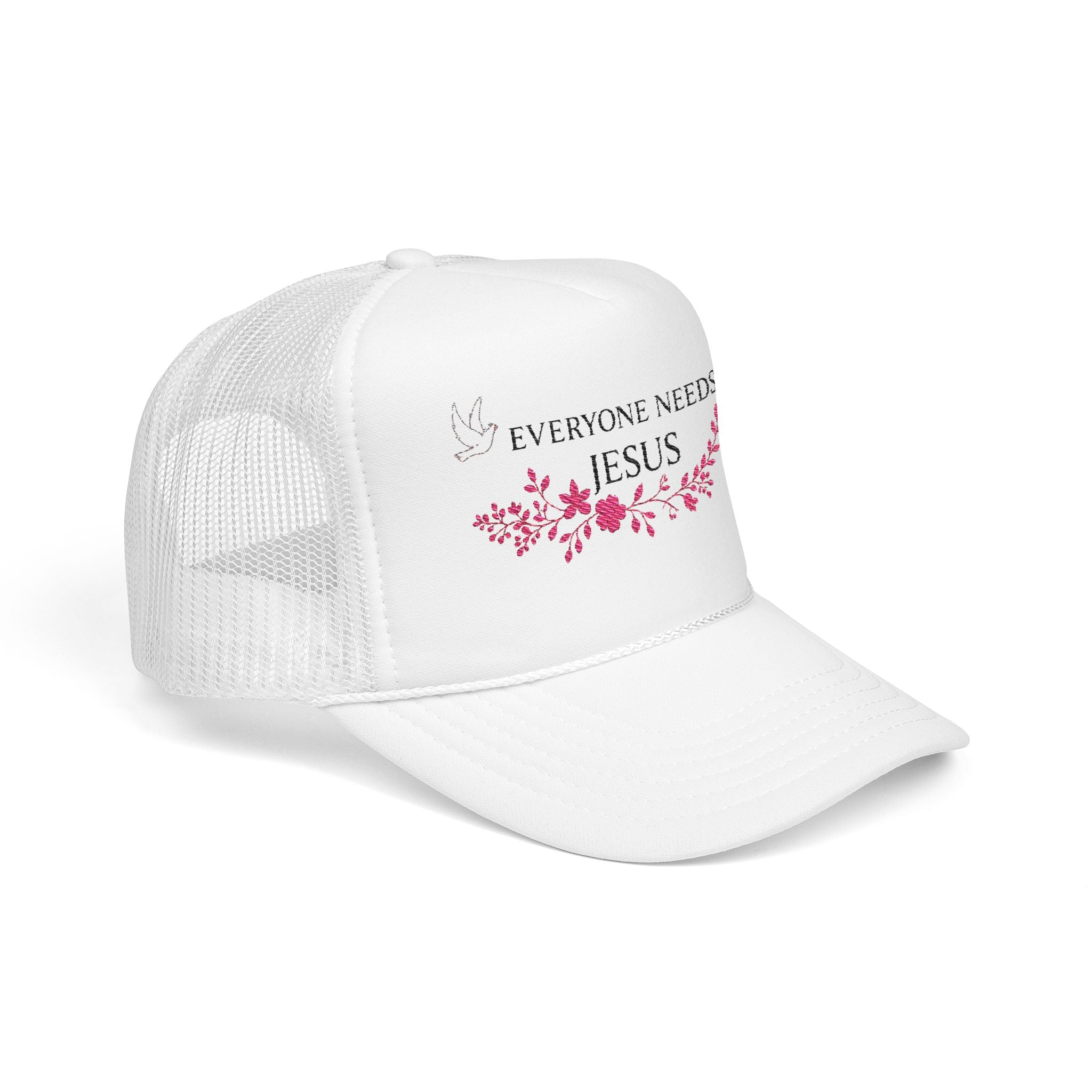 Embroidered Foam Trucker Hat - "Everyone Needs Jesus" - Faith-Based Cap for Summer, Outdoor Events, Everyday Wear, Gift for Believers