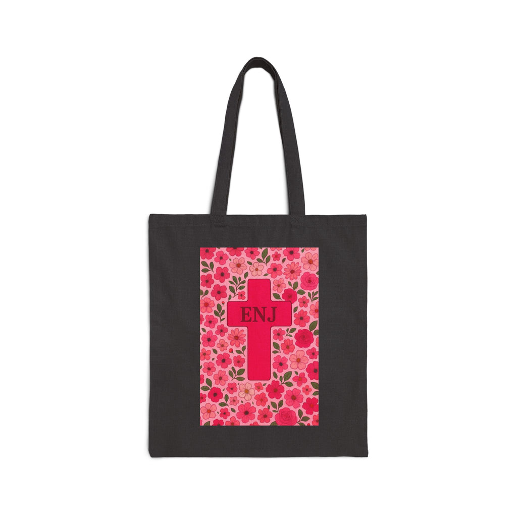 Floral Cross Tote Bag | Enj Canvas Bag for Shopping, Beach, Gifts, Easter, Church Activities, Eco-Friendly