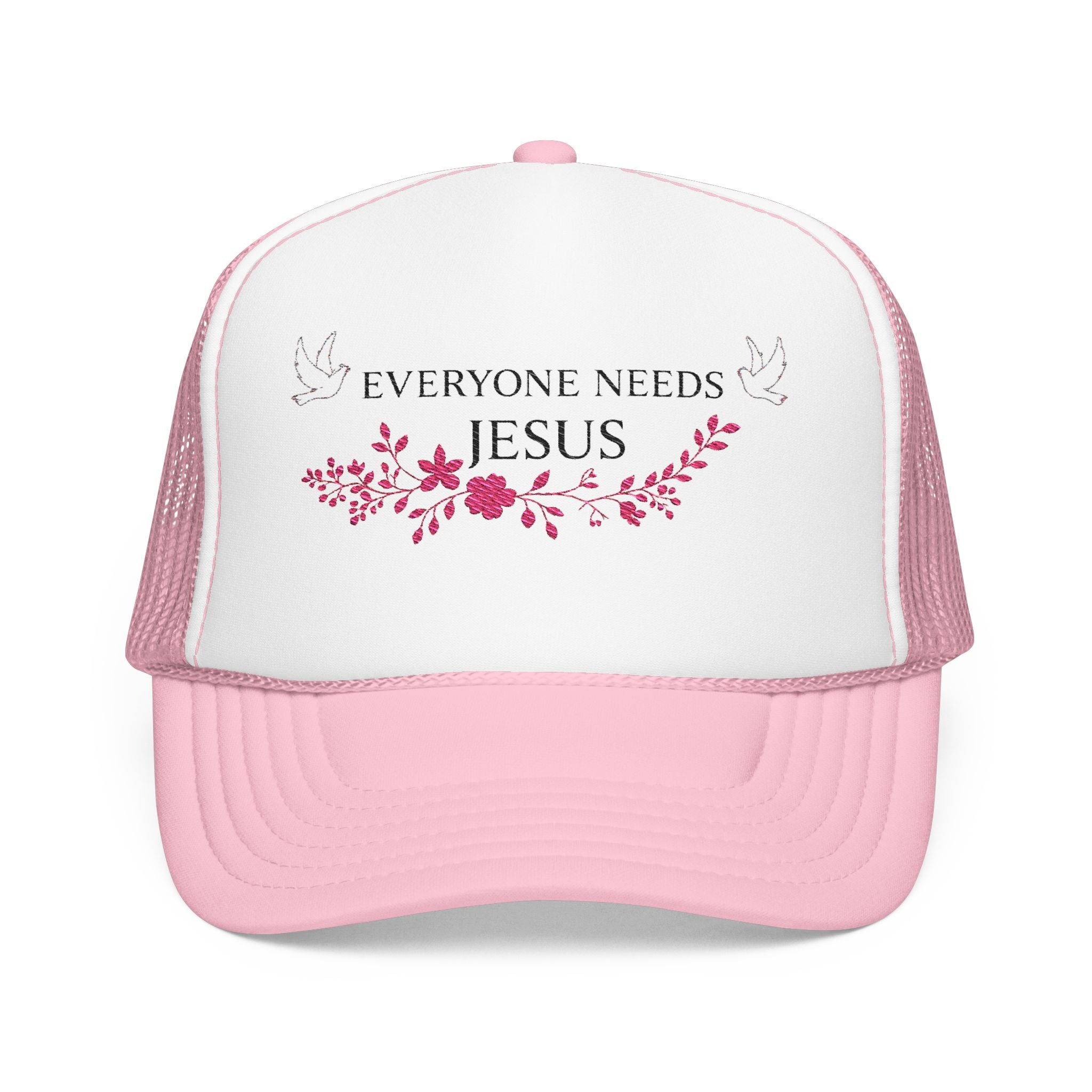 Embroidered Foam Trucker Hat - "Everyone Needs Jesus" - Faith-Based Cap for Summer, Outdoor Events, Everyday Wear, Gift for Believers