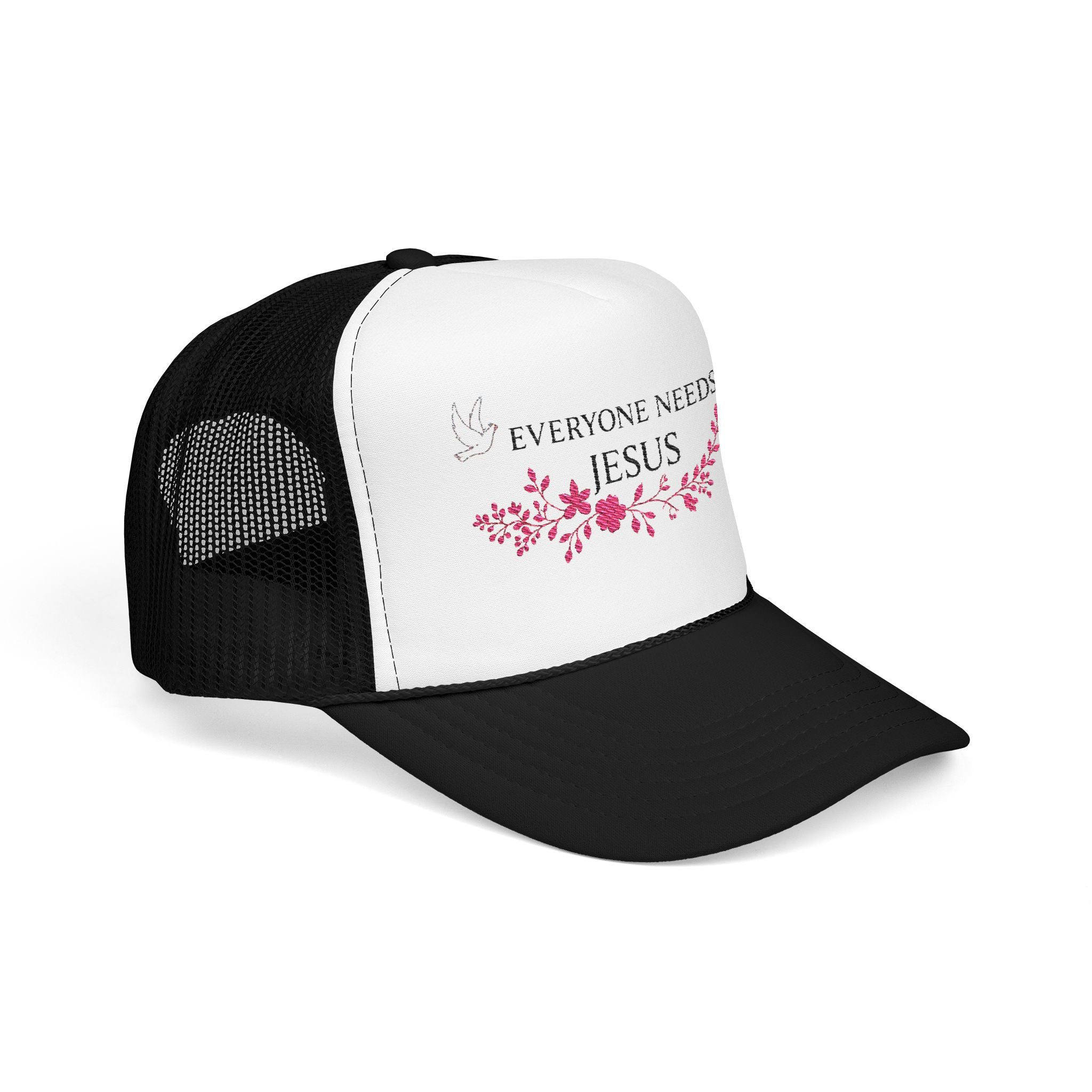 Embroidered Foam Trucker Hat - "Everyone Needs Jesus" - Faith-Based Cap for Summer, Outdoor Events, Everyday Wear, Gift for Believers